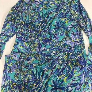 Lilly Pulitzer Vibrant Floral Long Sleeve Dress EUC